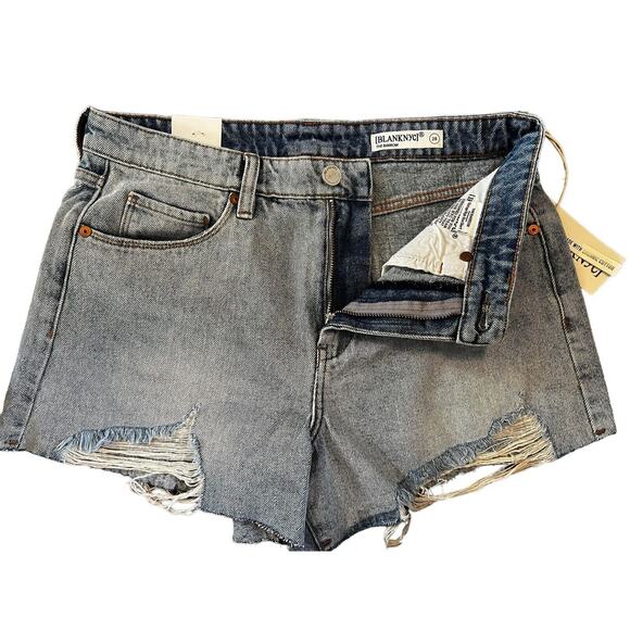 [BLANKNYC] Womens Size 28 Distressed Vintage High-Rise Denim Jean Shorts Raw Hem - Picture 1 of 5